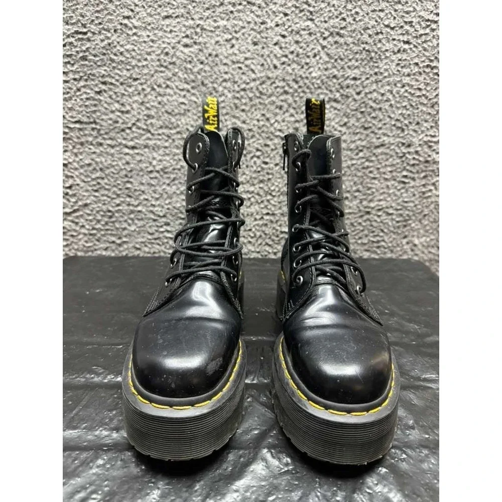 Dr. Martens Jadon Polished Smooth Leather Platform Boots‎ Black US M 6/W 7